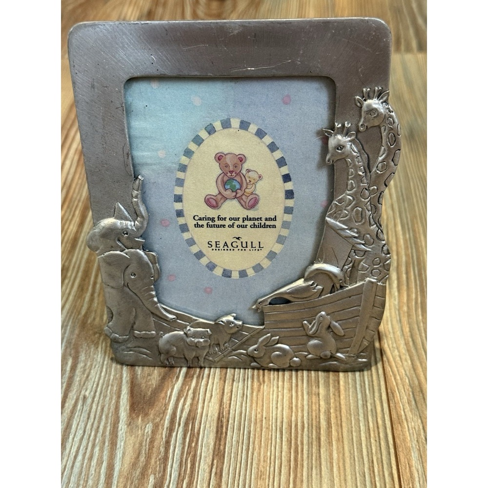 1990 Seagull Noah's Ark Pewter Photo Frame5.5x4.5"